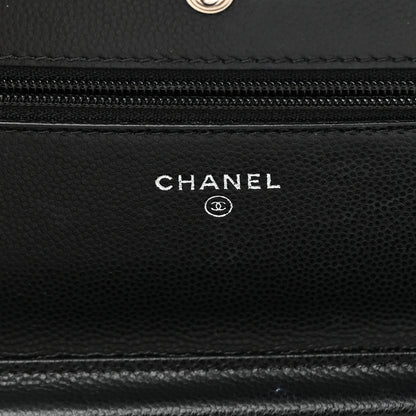 Chanel Caviar Chevron Quilted Wallet On Chain WOC Black 6 of 15