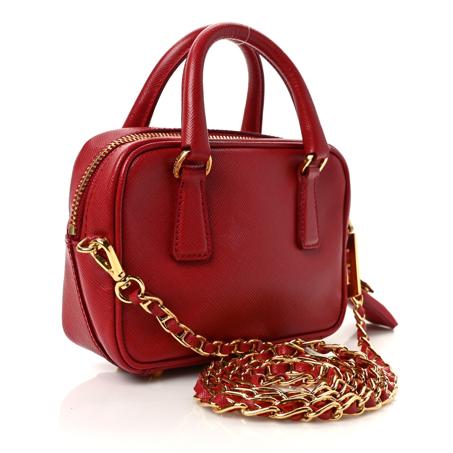 Prada Saffiano Lux Mini Top Handle Crossbody Bag Fuoco 3 of 9