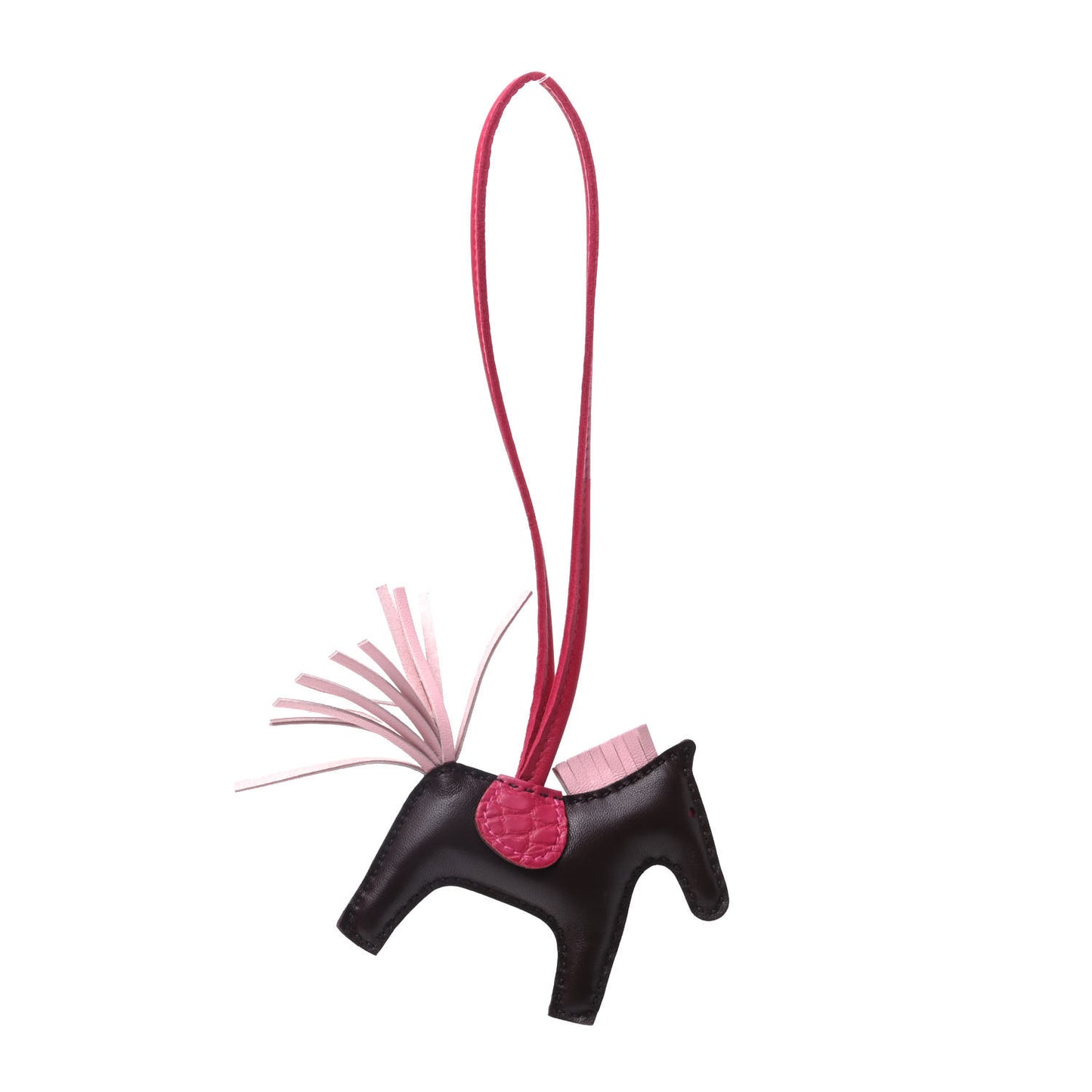 Milo Lambskin Matte Alligator Touch Grigri Rodeo Horse Bag Charm PM Rouge Sellier Framboise Rose Sakura