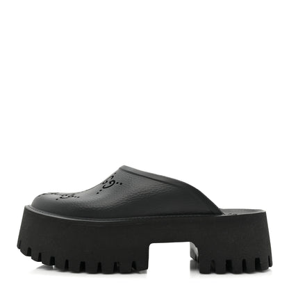 Gucci Rubber GG Monogram Perforated Elea Platform 55mm Lug Sole Sandals 36 Black 1 of 9