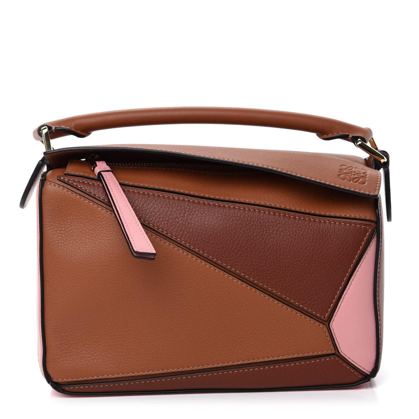 Calfskin Small Puzzle Bag Tan Medium Pink