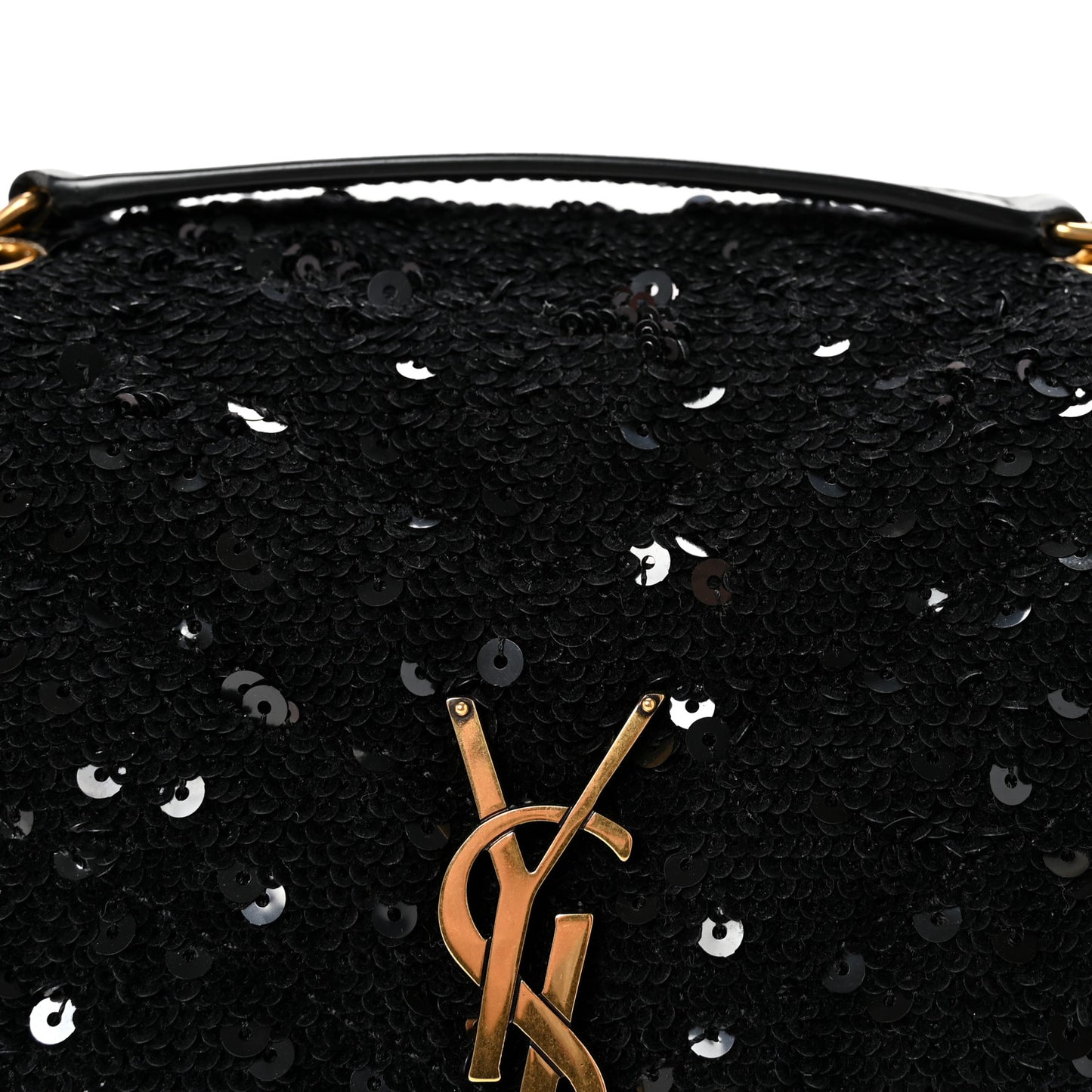 Sequin Y Quilted Monogram Small Loulou Chain Satchel Black