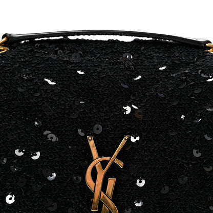 Saint Laurent Sequin Y Quilted Monogram Small Loulou Chain Satchel Black 7 of 9