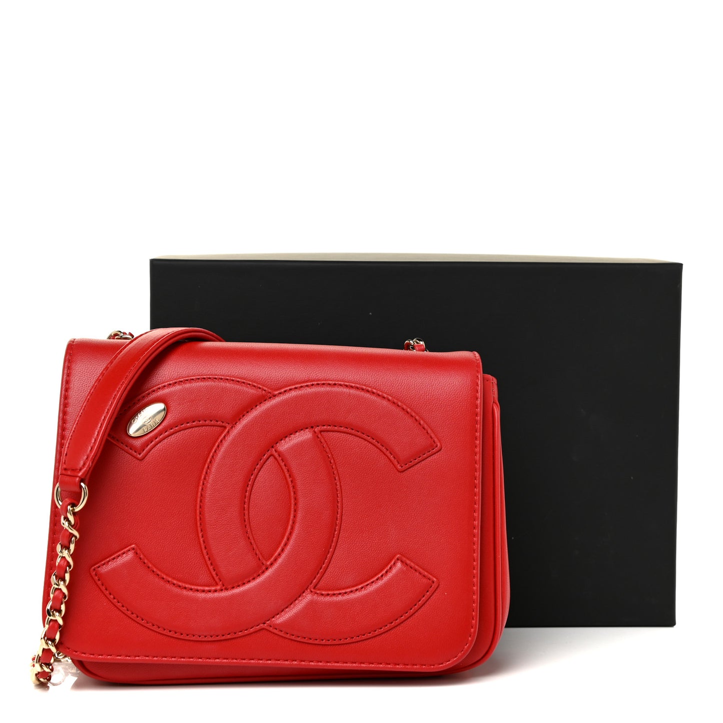 Lambskin CC Mania Flap Bag Red