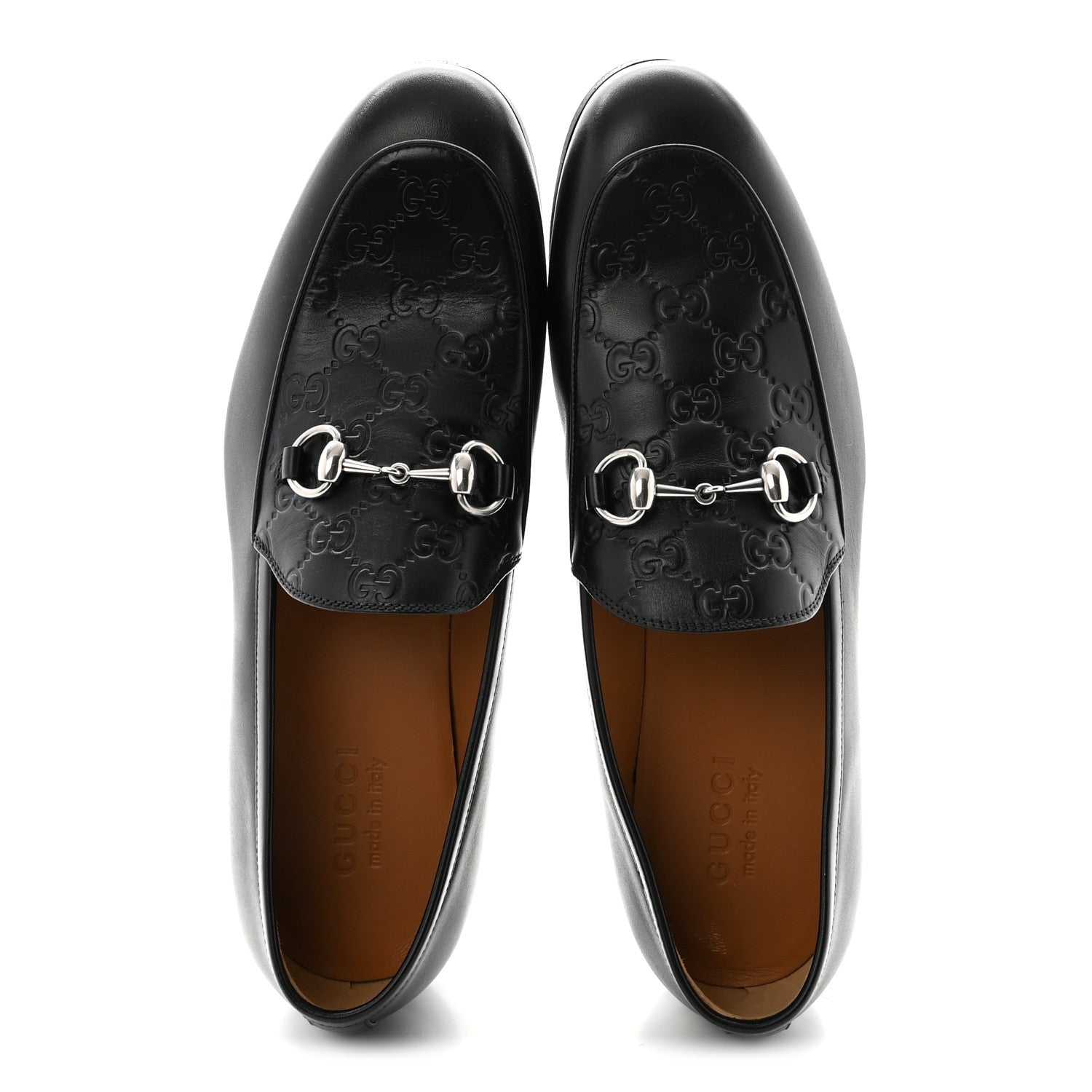 Gucci Real Betis Glamour GG Embossed Calfskin Mens Jordy Horsebit Loafers 9 Black 2 of 10