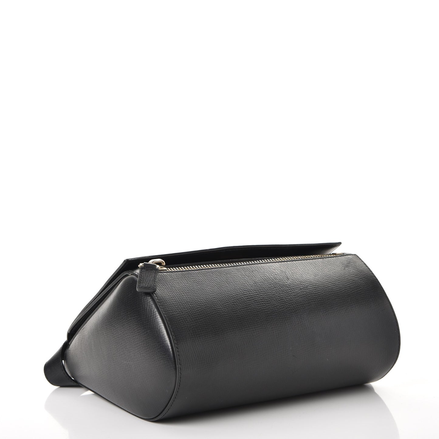 Textured Calfskin Medium Pandora Box Crossbody Bag Black