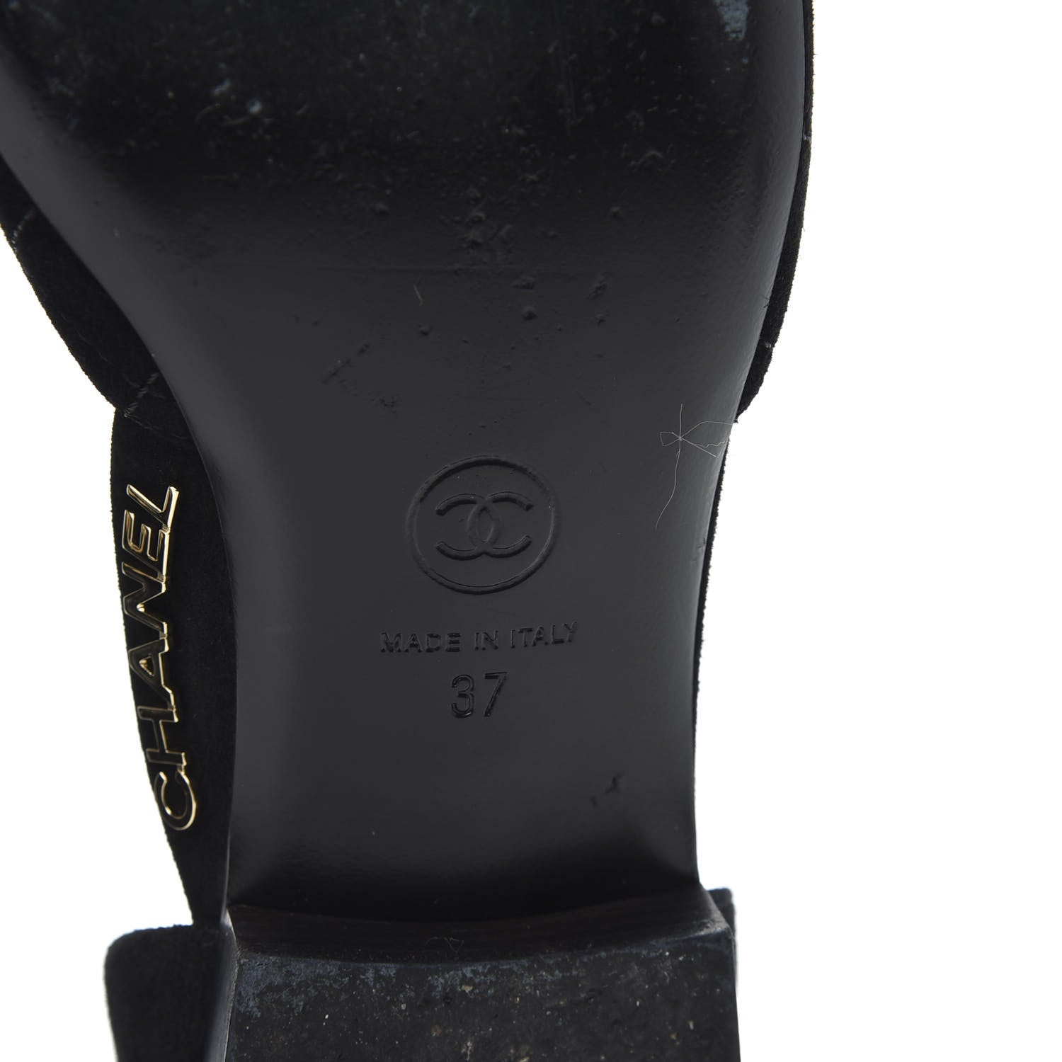 Chanel Suede Grosgrain Cap Toe CC Slingback Sandals 37 Black 8 of 11