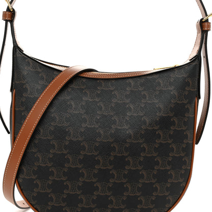Celine Calfskin Triomphe Canvas Small Heloise Shoulder Bag Tan 7 of 9