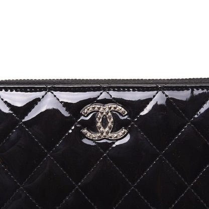 Chanel Patent Quilted Brilliant Zip Around Wallet Black 11 of 14