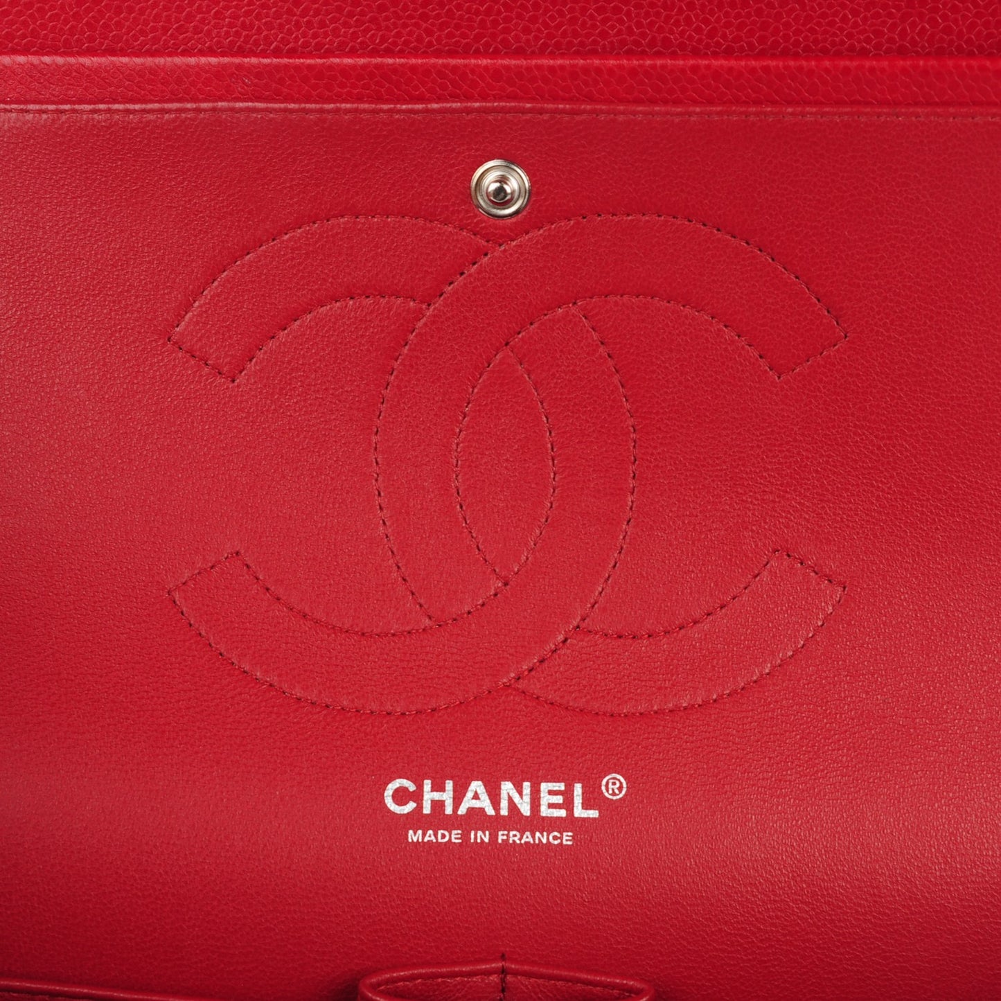 Caviar Quilted Jumbo Double Flap Red