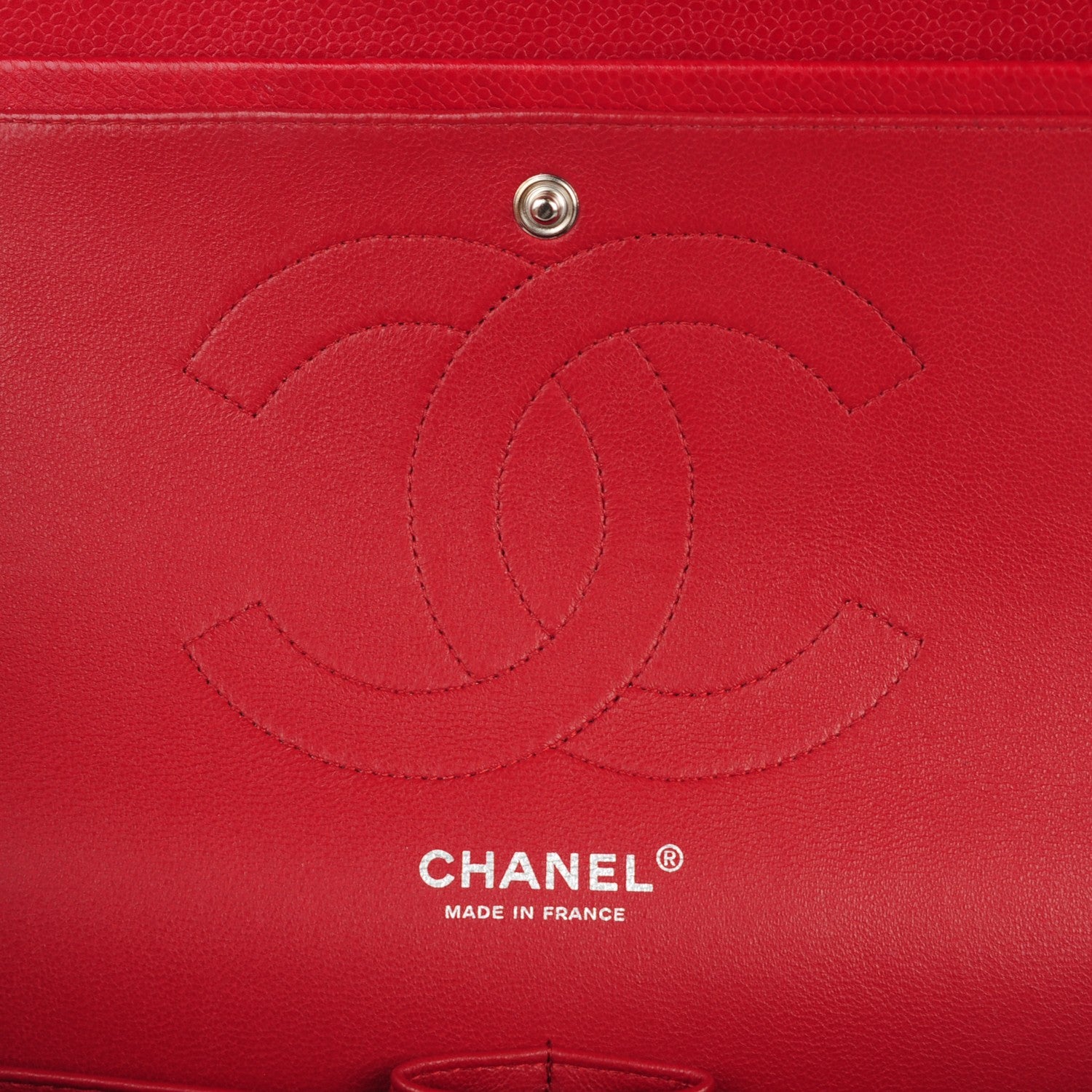 Chanel Caviar Quilted Jumbo Double Flap Red 8 of 9