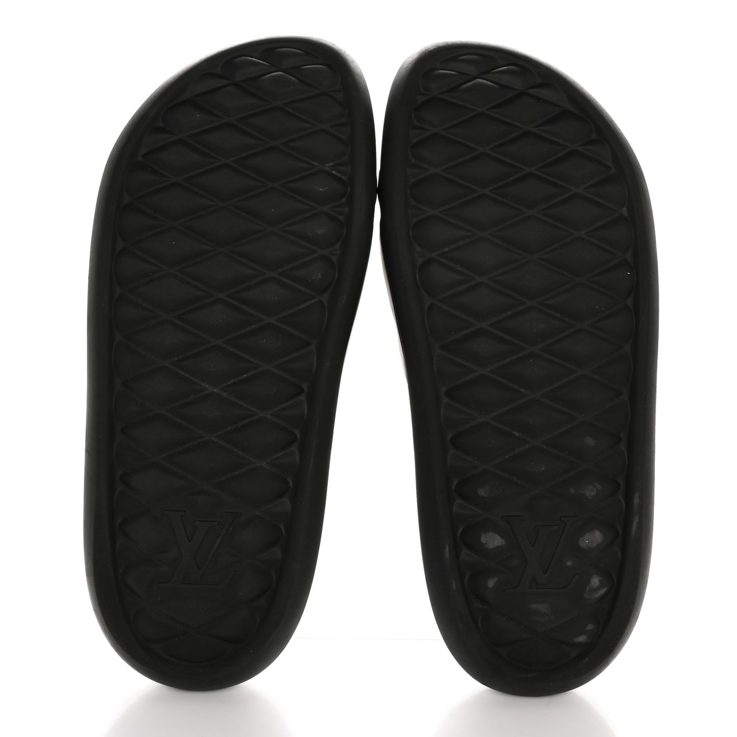 Rubber Embossed Monogram Mens Waterfront Mules 10 Black