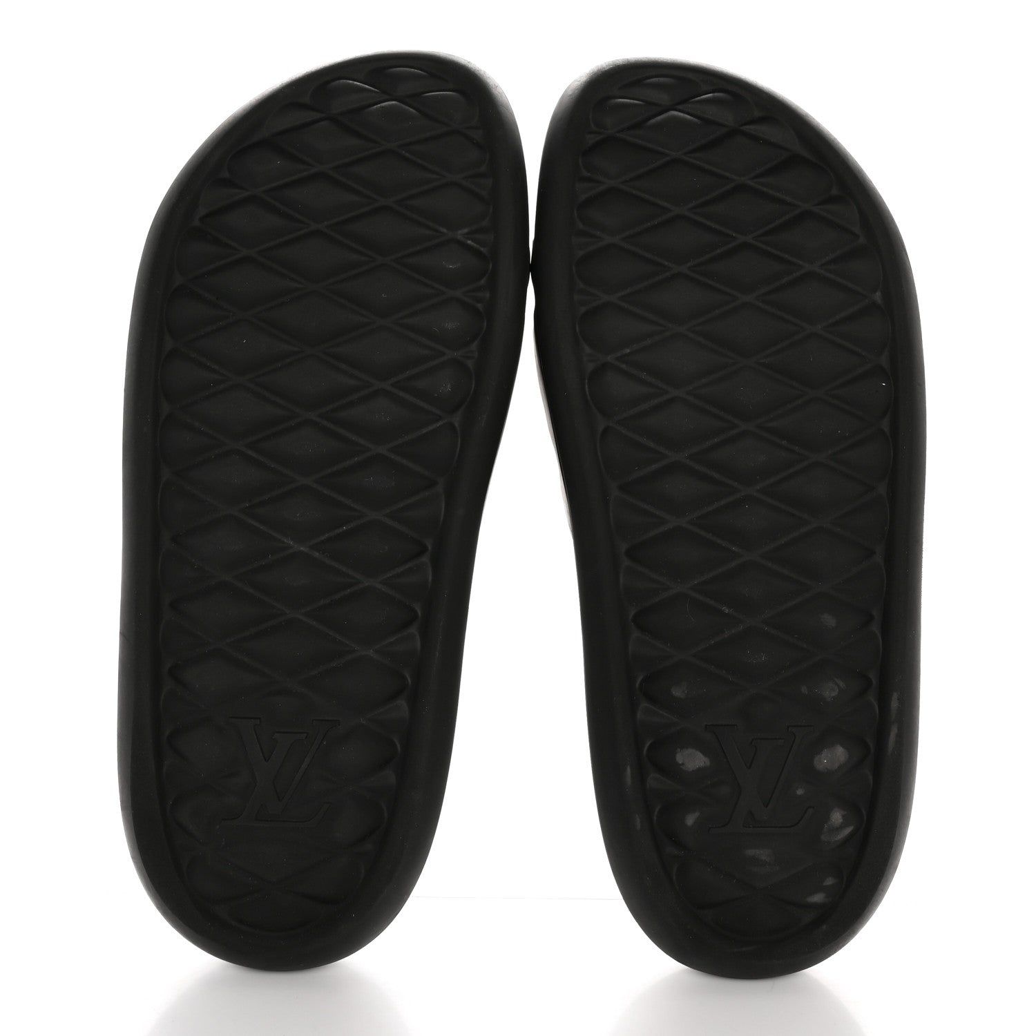Louis Vuitton Rubber Embossed Monogram Mens Waterfront Mules 10 Black 5 of 10