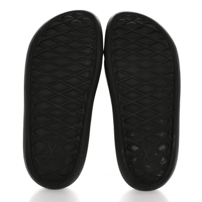 Louis Vuitton Rubber Embossed Monogram Mens Waterfront Mules 10 Black 5 of 10