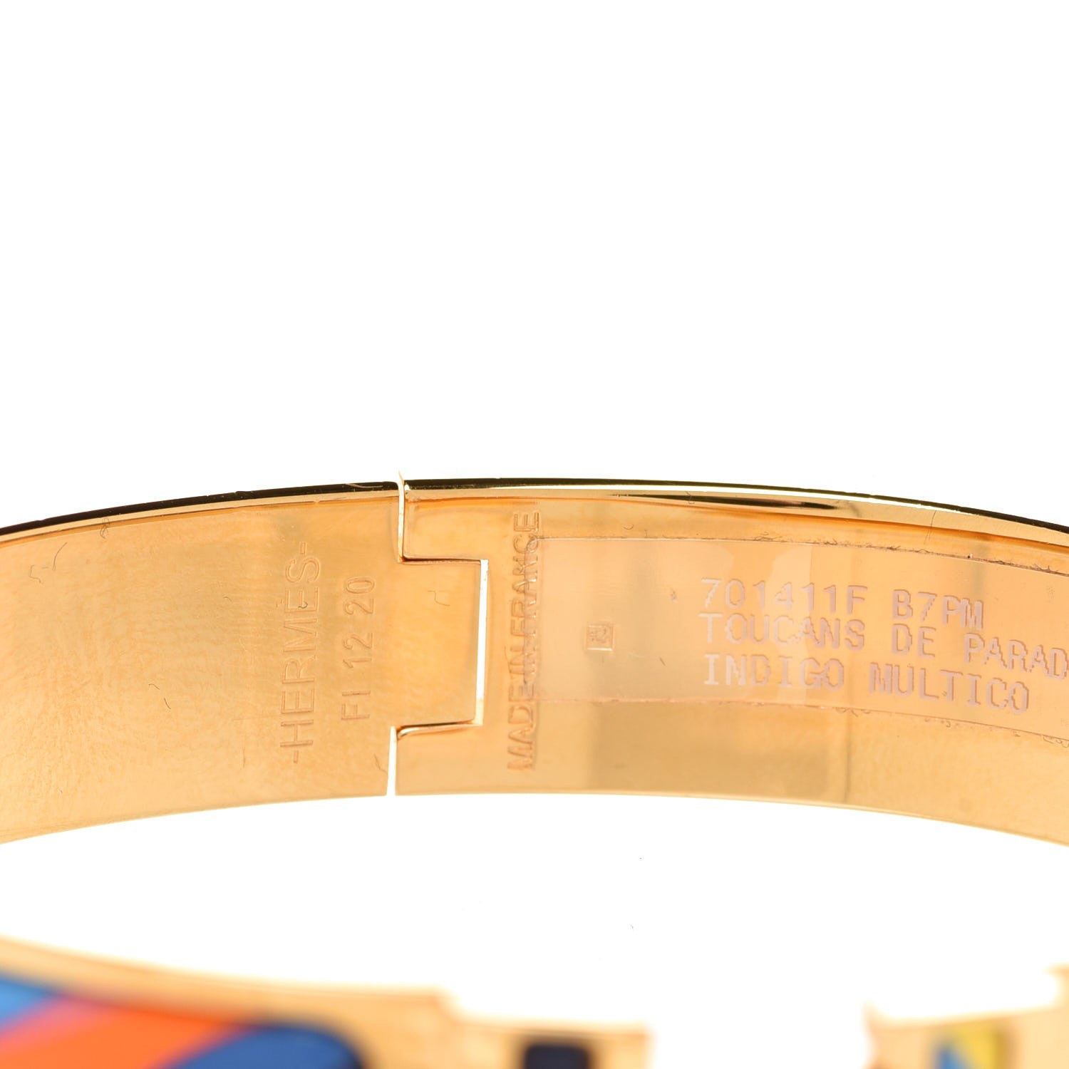 Hermes Enamel Narrow Print Toucans De Paradis Clic Clac H Bracelet PM Indigo Multicolor 9 of 9