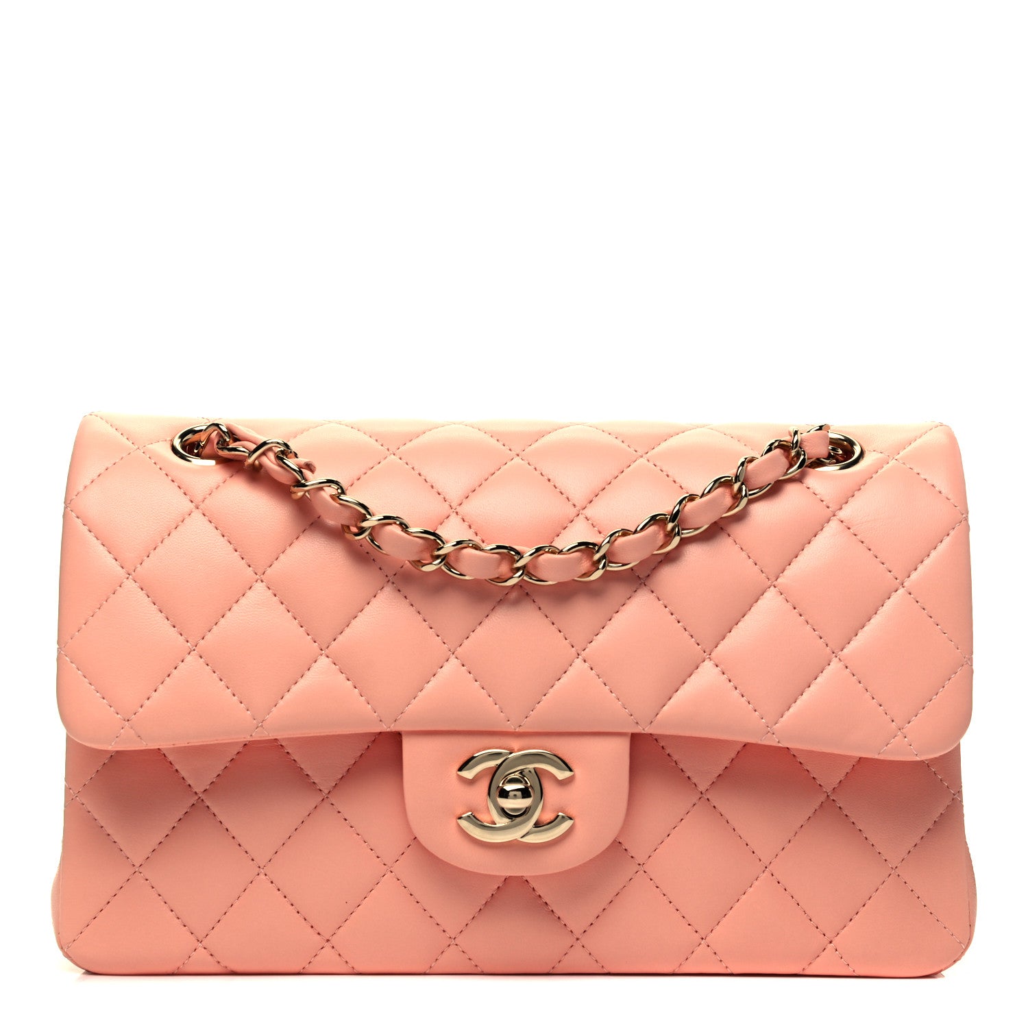 Chanel Lambskin Quilted Small Double Flap Light Orange 1 of 8