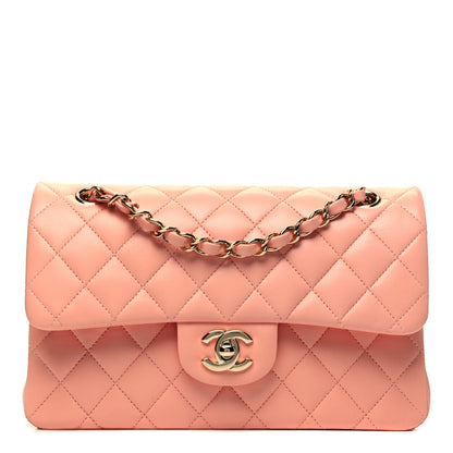 Chanel Lambskin Quilted Small Double Flap Light Orange 1 of 8