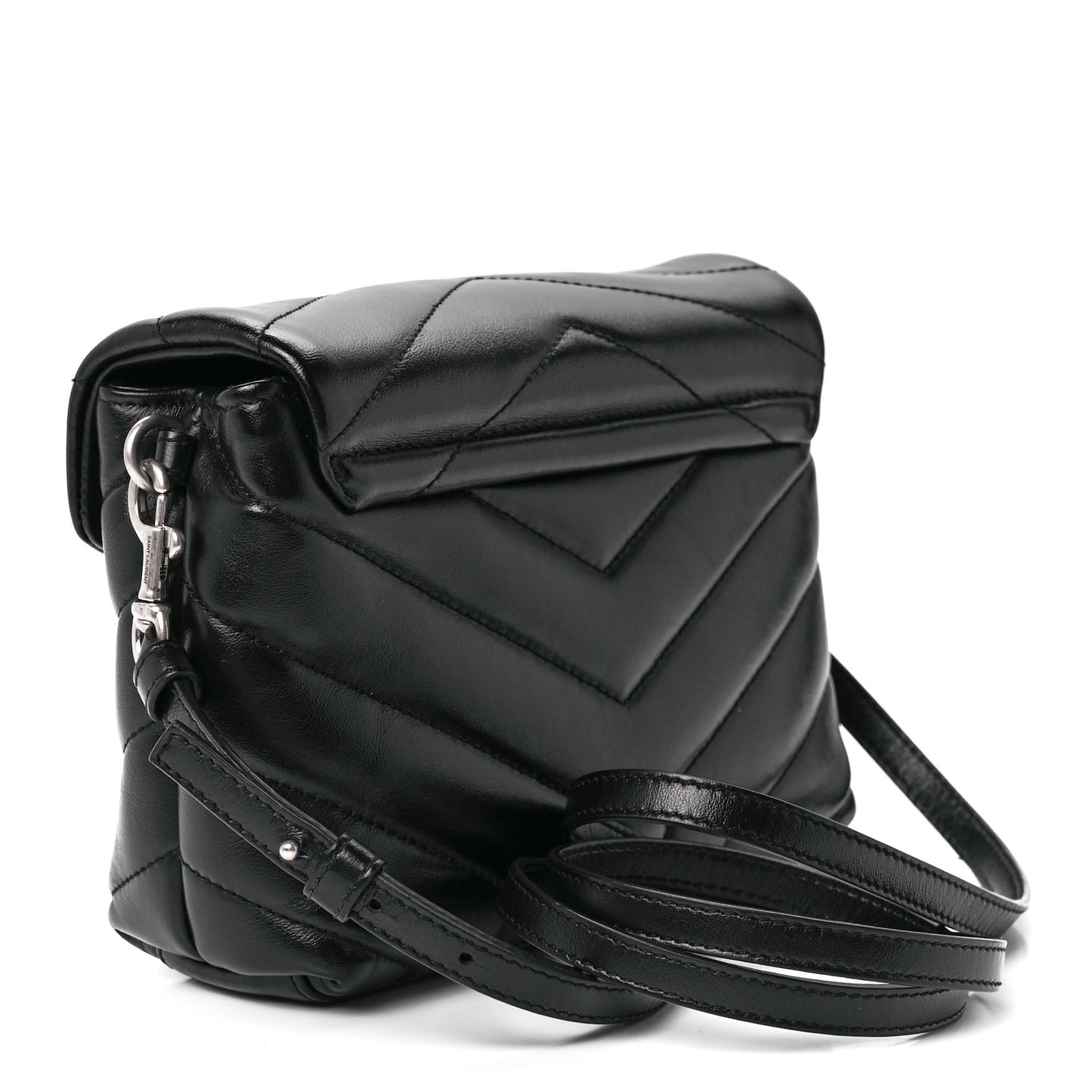 Calfskin Y Quilted Monogram Toy Loulou Crossbody Bag Black