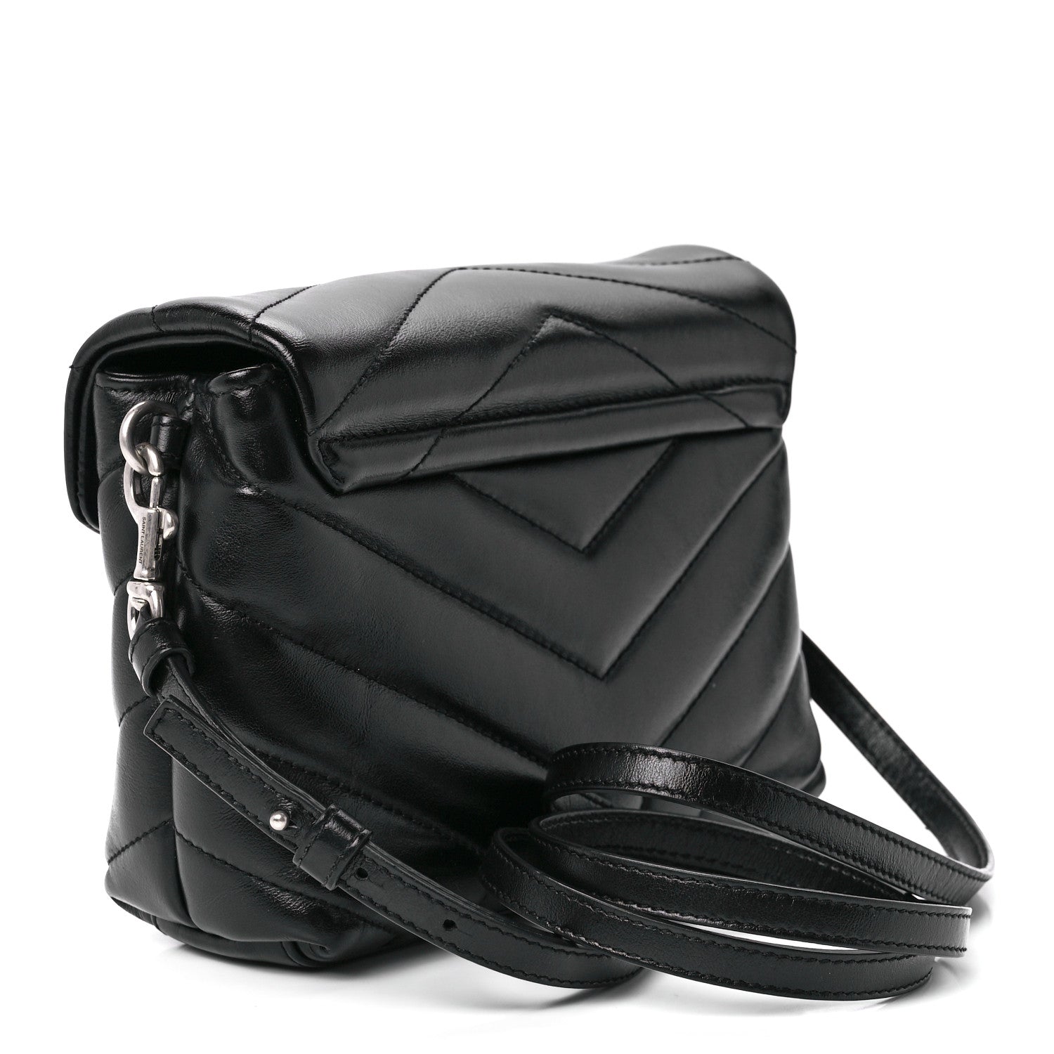 Saint Laurent Calfskin Y Quilted Monogram Toy Loulou Crossbody Bag Black 3 of 12