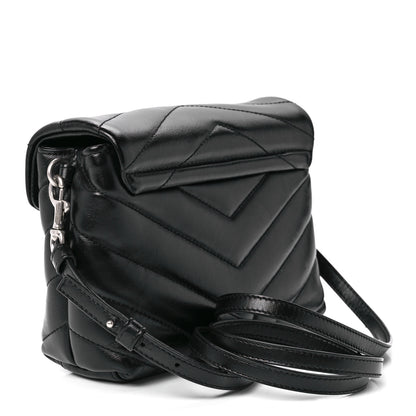 Saint Laurent Calfskin Y Quilted Monogram Toy Loulou Crossbody Bag Black 3 of 12