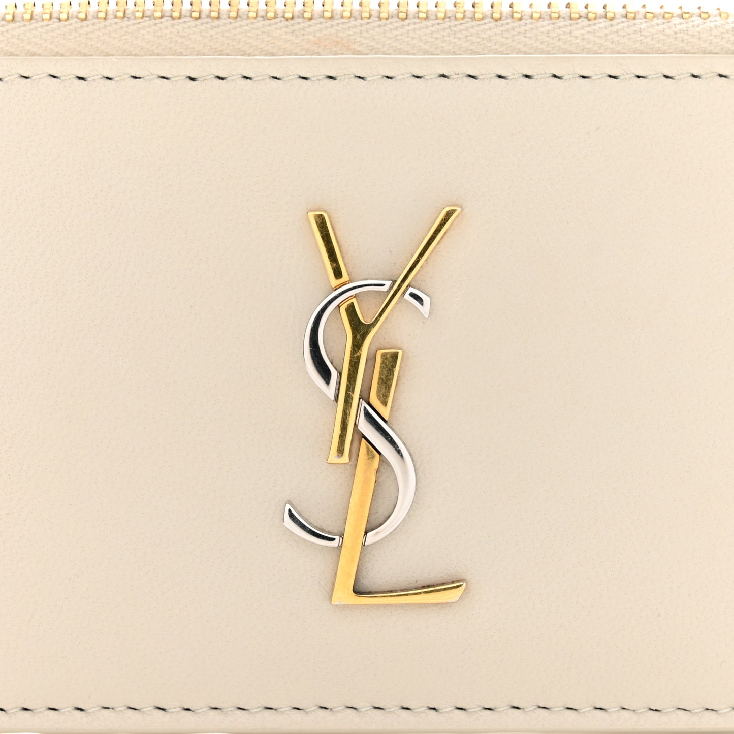 Calfskin Monogram Fragments Zippered Card Case Crema Soft