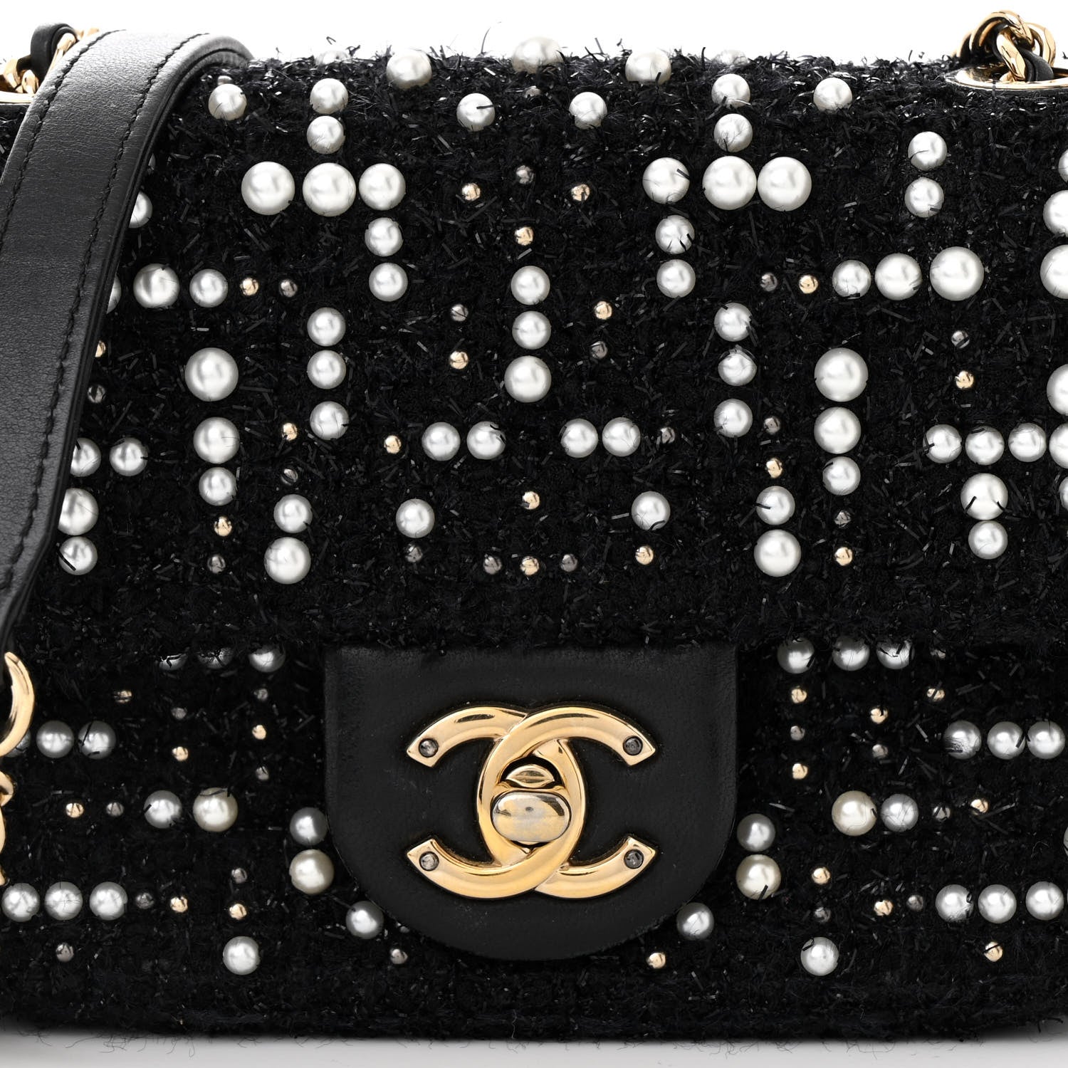 Chanel Tweed Pearl Mini Cosmos Flap Black 8 of 10