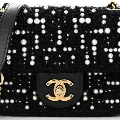 Chanel Tweed Pearl Mini Cosmos Flap Black 8 of 10