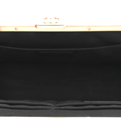 Chanel Tweed Quilted Kiss Lock Clutch Black 5 of 10