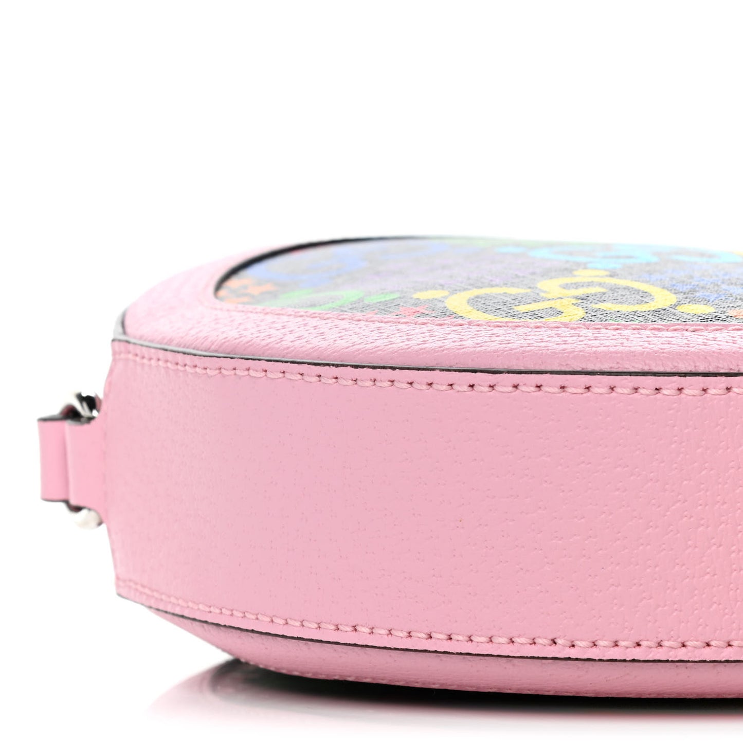 GG Supreme Monogram Psychedelic Round Shoulder Bag Black Multicolor Sugar Pink