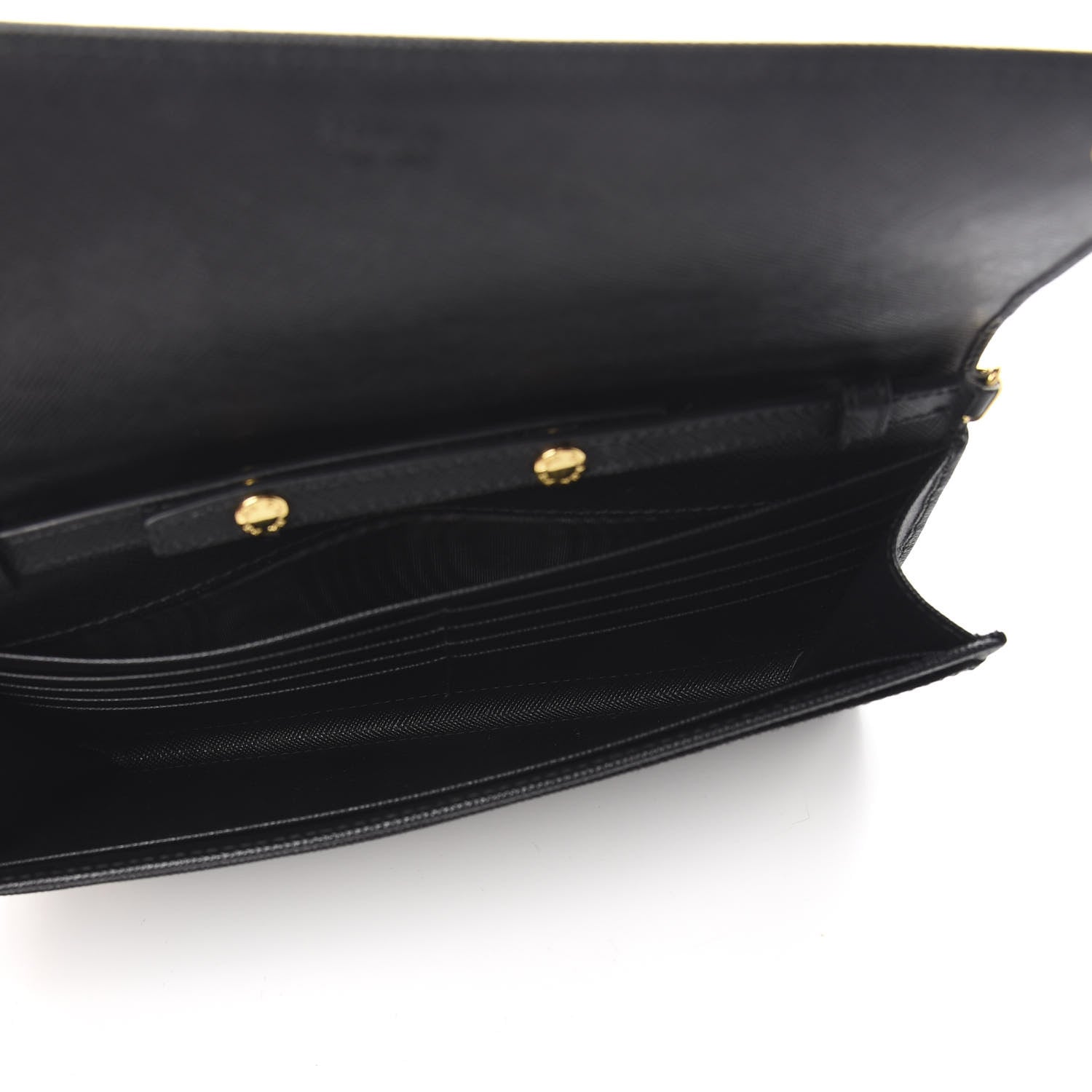 Prada Saffiano Metal Oro Chain Wallet Black 5 of 10