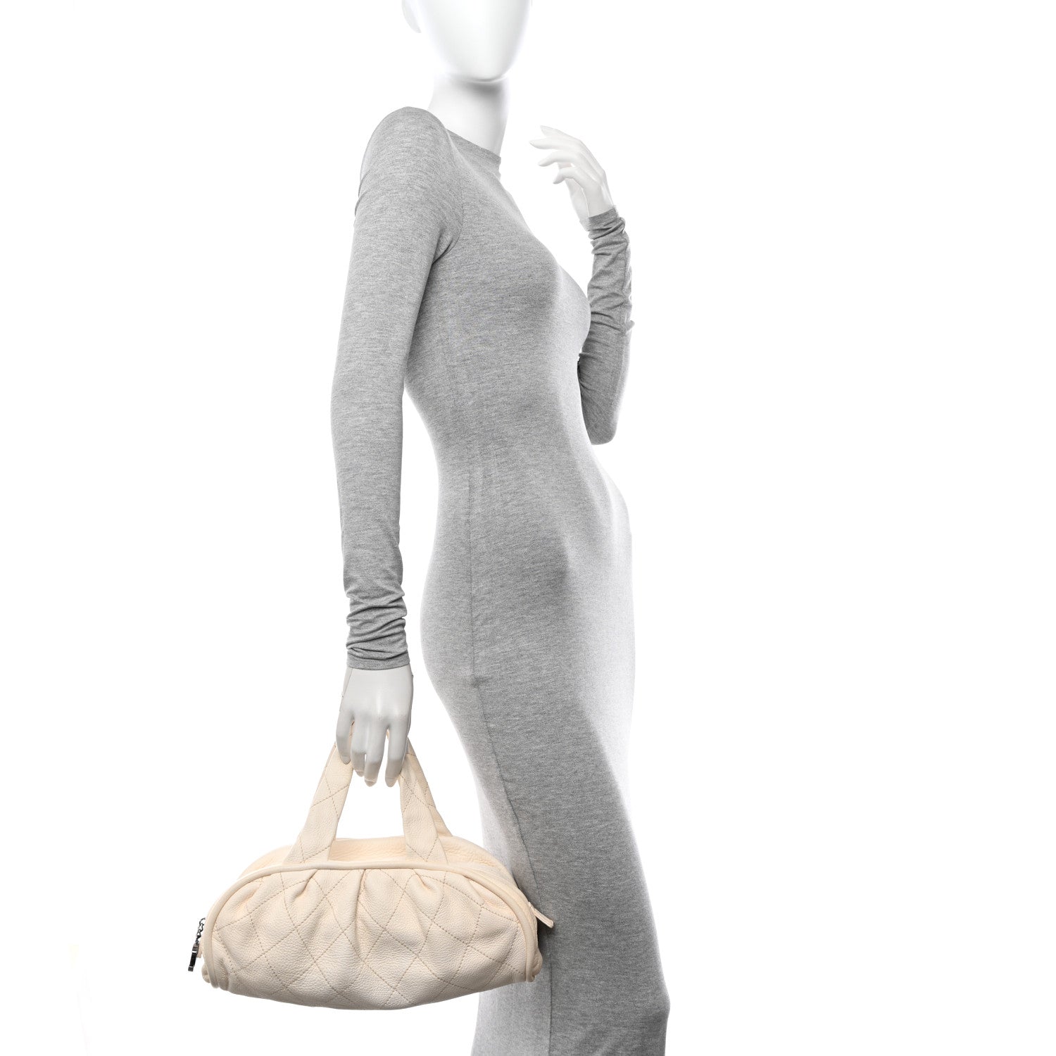 Chanel Deerskin Stitched Bowler White0 2 of 11