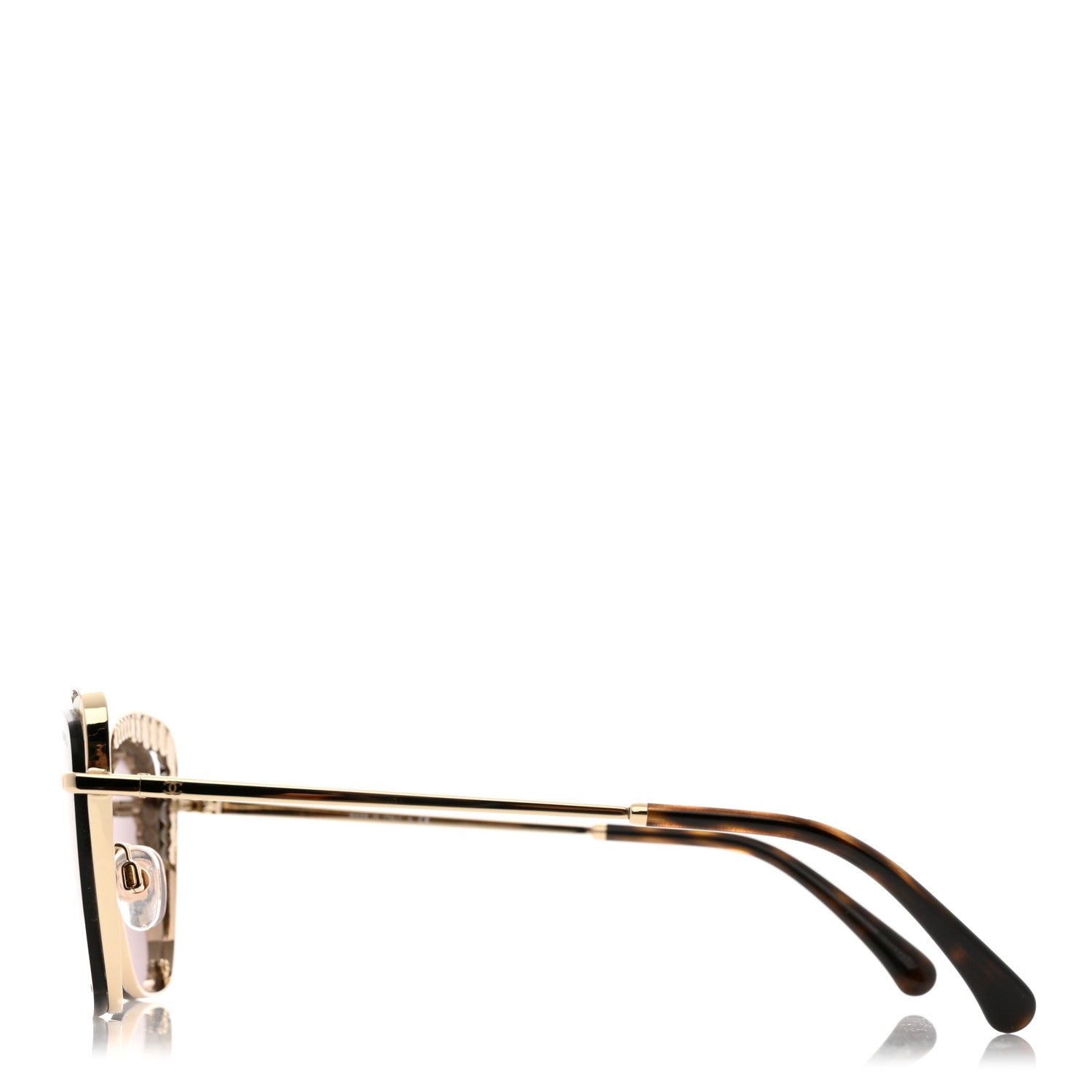 Chanel Metal Square Frame Pearl Sunglasses 4235-H Tortoise 3 of 7