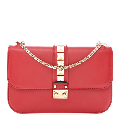 Valentino Garavani Vitello Medium Glam Lock Rockstud Flap Rubino 1 of 14