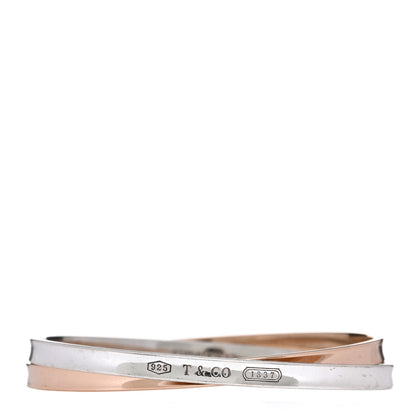 Tiffany 18K Rose Gold Sterling Silver 1837 Interlocking Bangle Bracelet 1 of 3