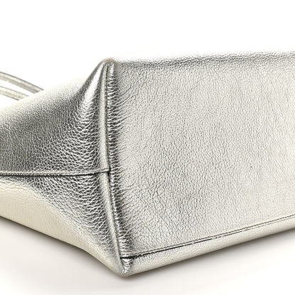 Salvatore Ferragamo Metallic Grained Calfskin Travel Tote Silver 8 of 11