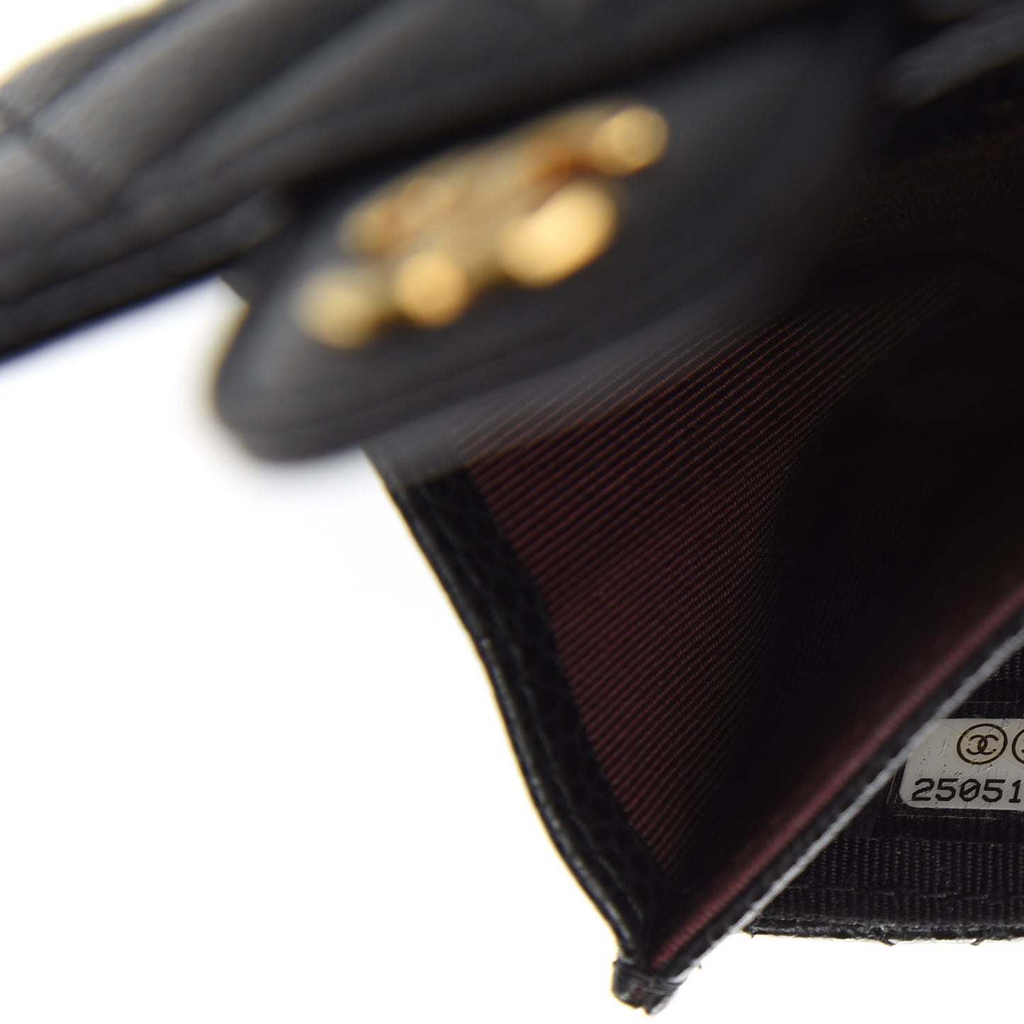 Caviar Quilted Flap Card Holder Black