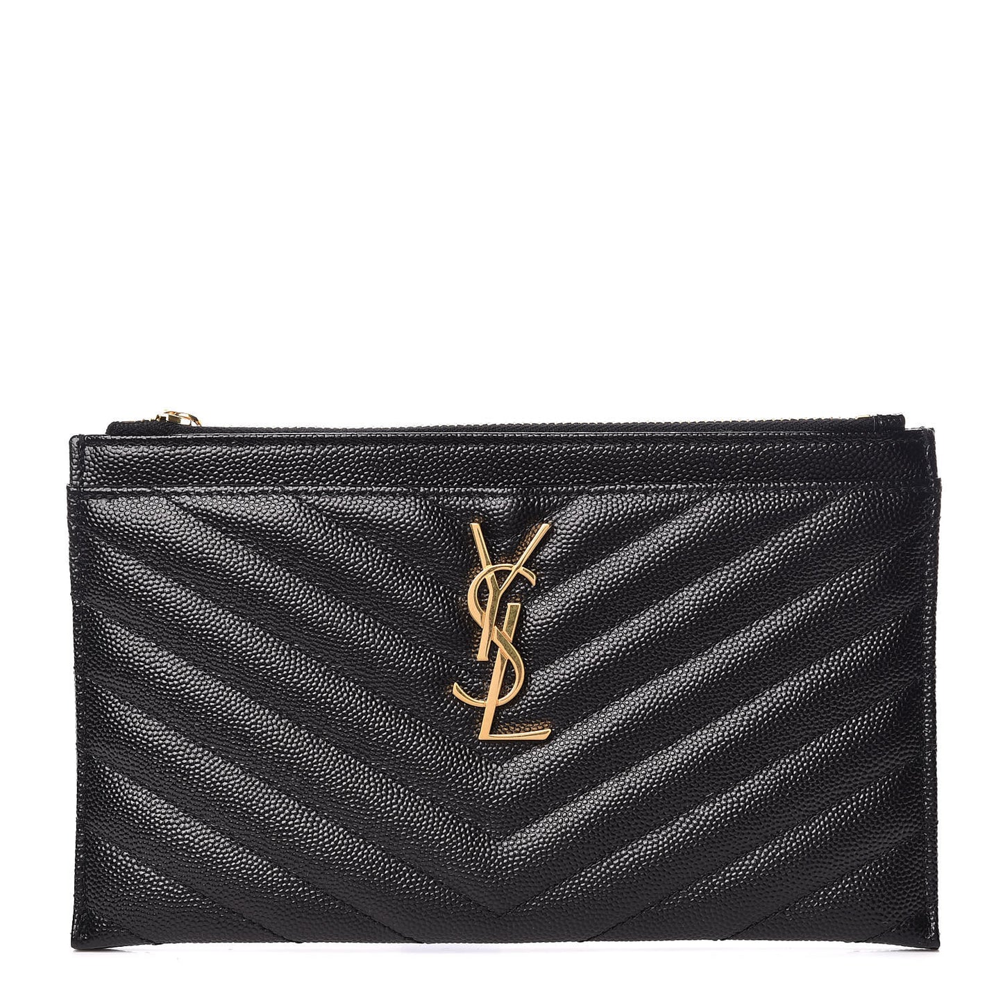 Grain De Poudre Chevron Monogram Bill Pouch Black