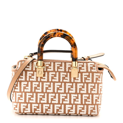 Fendi Raffia Chenille Vitello King Plexiglass Micro FF Mini By The Way Top Handle Boston Bag Naturale White 1 of 10