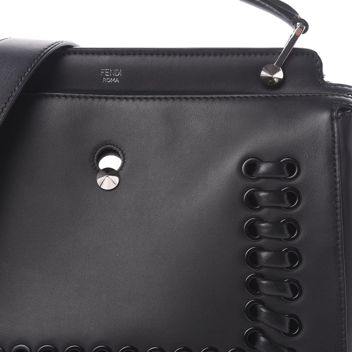 Vitello Baltico Dolce Shiny Nappa Lace Up DotCom Satchel Black Blue