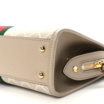 Gucci GG Supreme Monogram Textured Dollar Calfskin Web Small Ophidia Slip Handle Tote Beige Mystic White Oatmeal 9 of 13