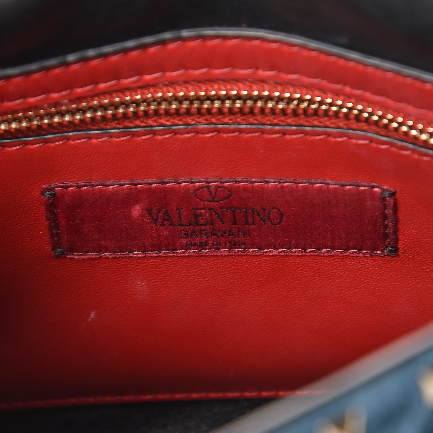 Valentino Garavani Metallic Wrinkled Lambskin Medium Rockstud Spike Shoulder Bag Peacock 6 of 7
