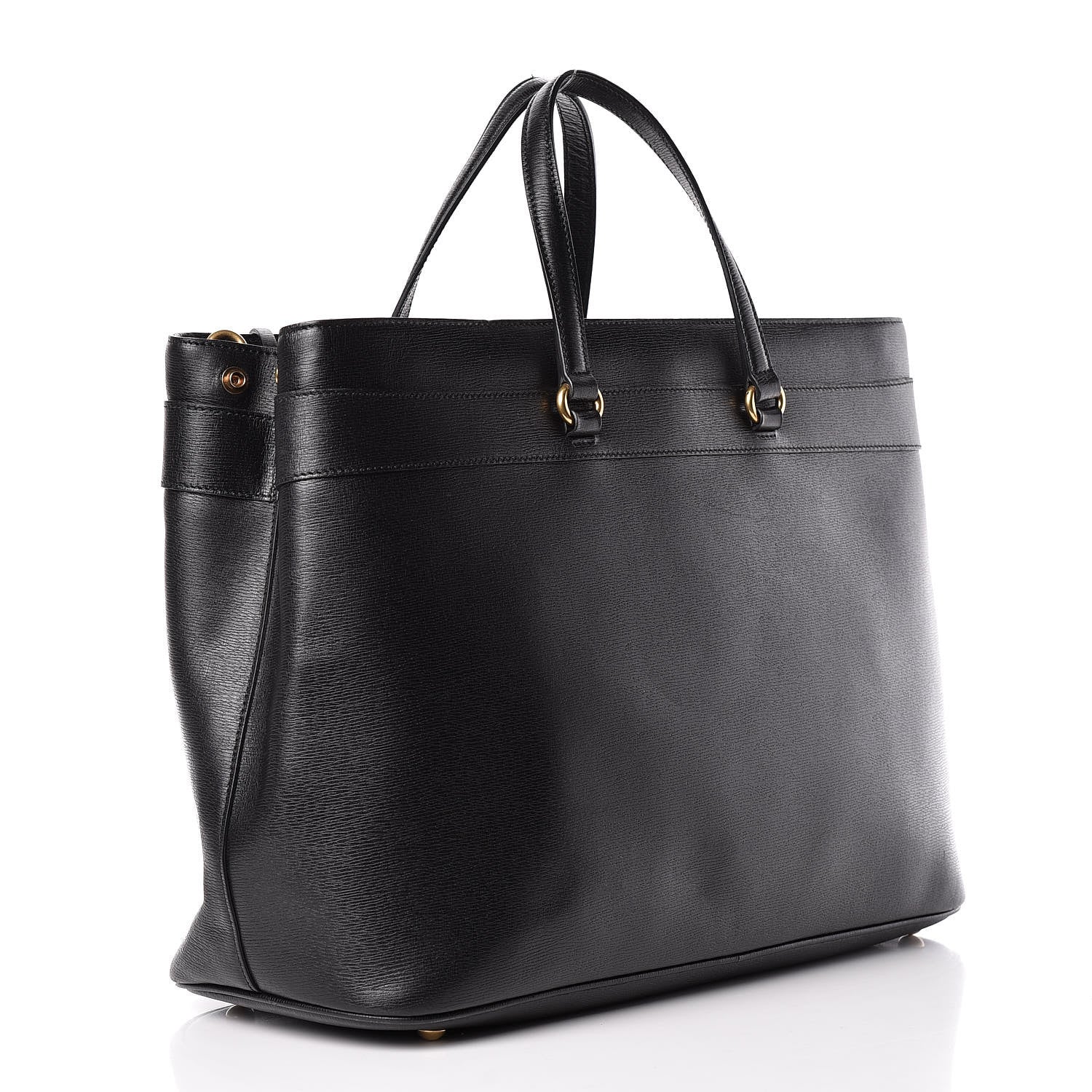 Gucci Textured Calfskin Large Bright Bit Tote Black 3 of 16