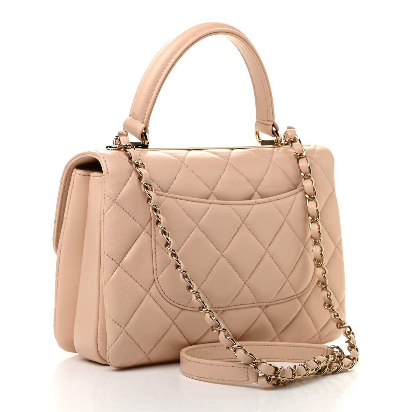 Lambskin Quilted Small Trendy CC Dual Handle Flap Bag Beige