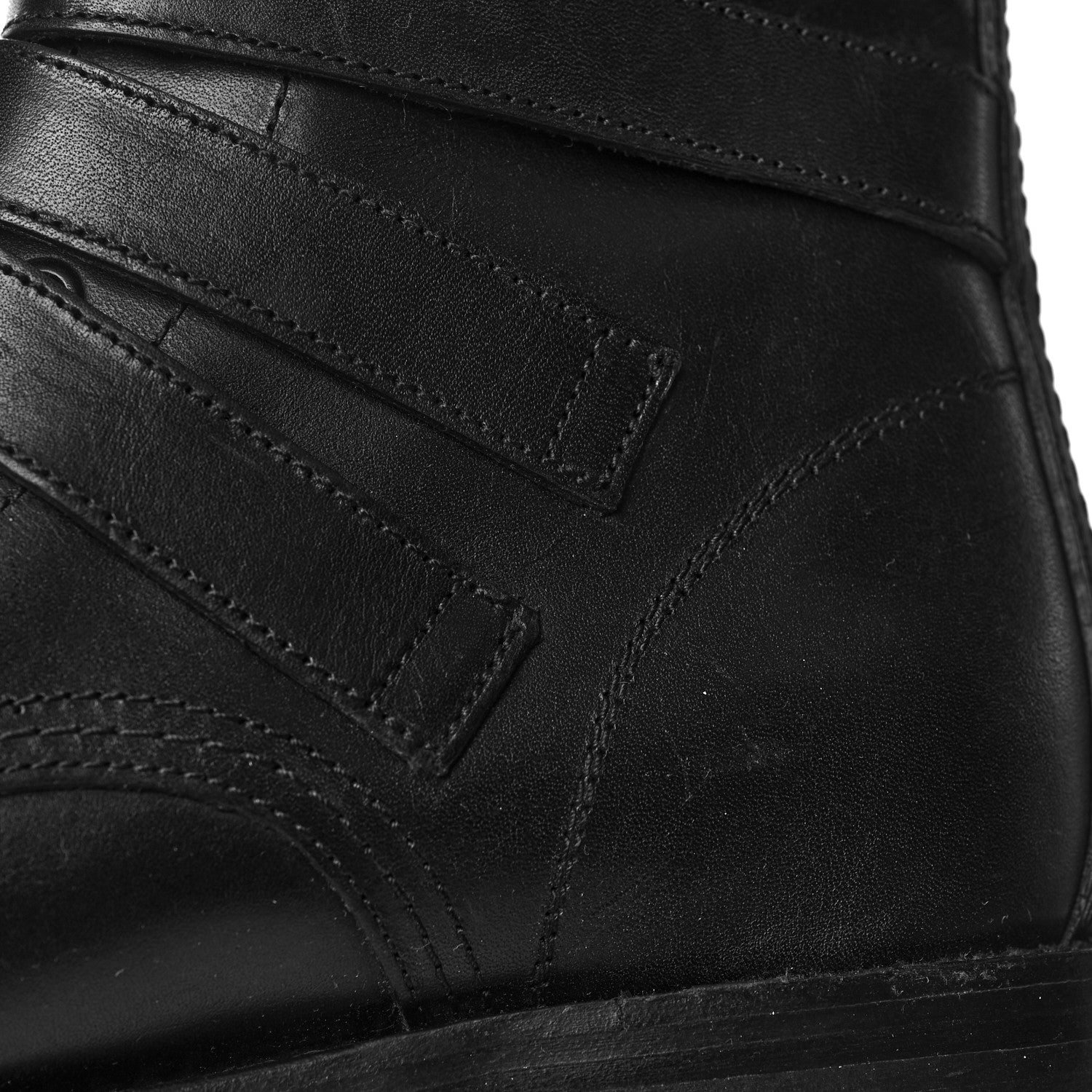 Saint Laurent Smooth Calfskin Studded Strap Rangers Boots 36 Black 15 of 20