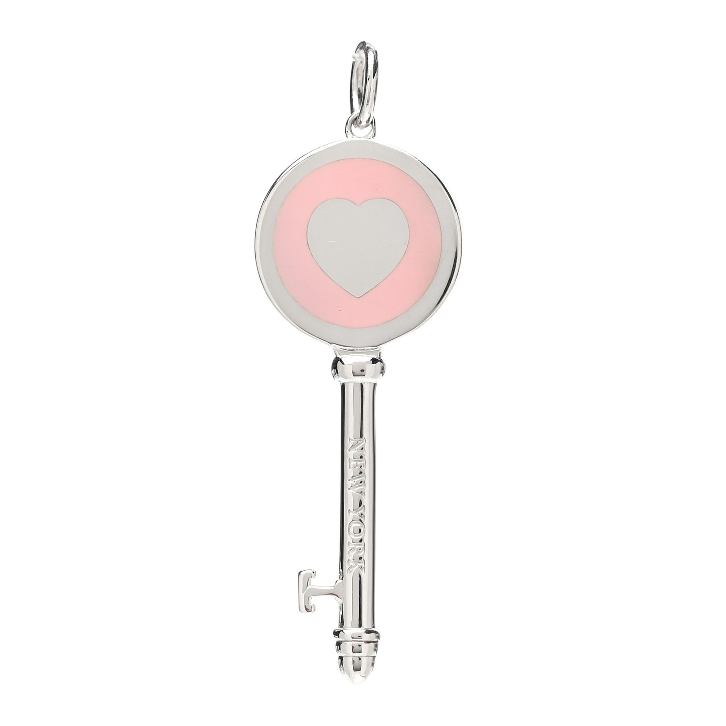 Sterling Silver Enamel Keys Heart Key Pendant Pink