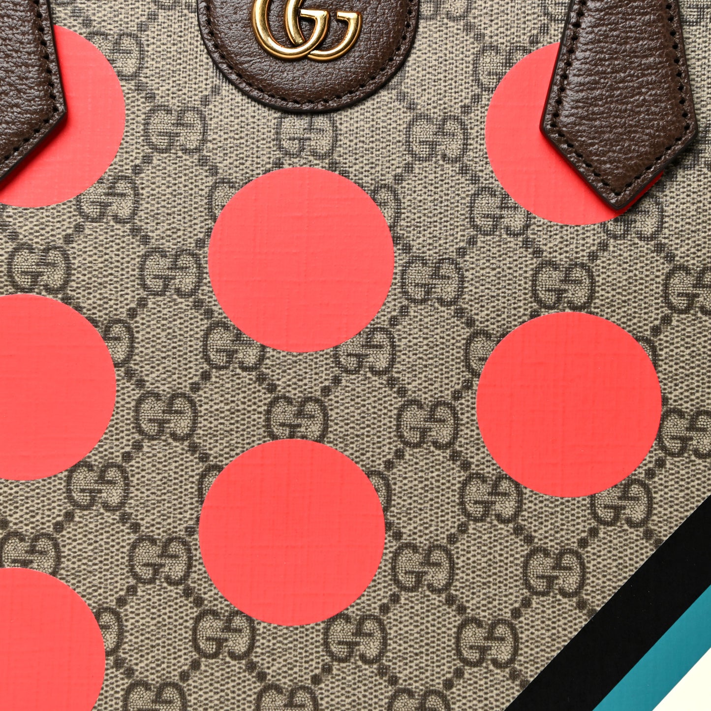 GG Supreme Monogram Equestrian Medium Diana Tote Bag Beige Multicolor New Acero