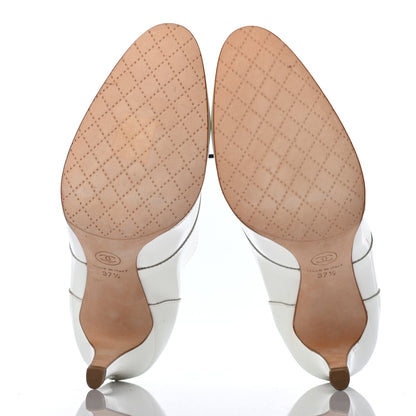 Chanel Patent CC Lace Up Ankle Boots 37.5 White 5 of 8
