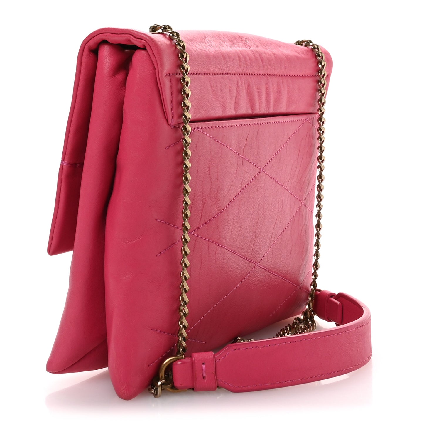 Lambskin Quilted Mini Sugar Flap Shoulder Bag Fuchsia