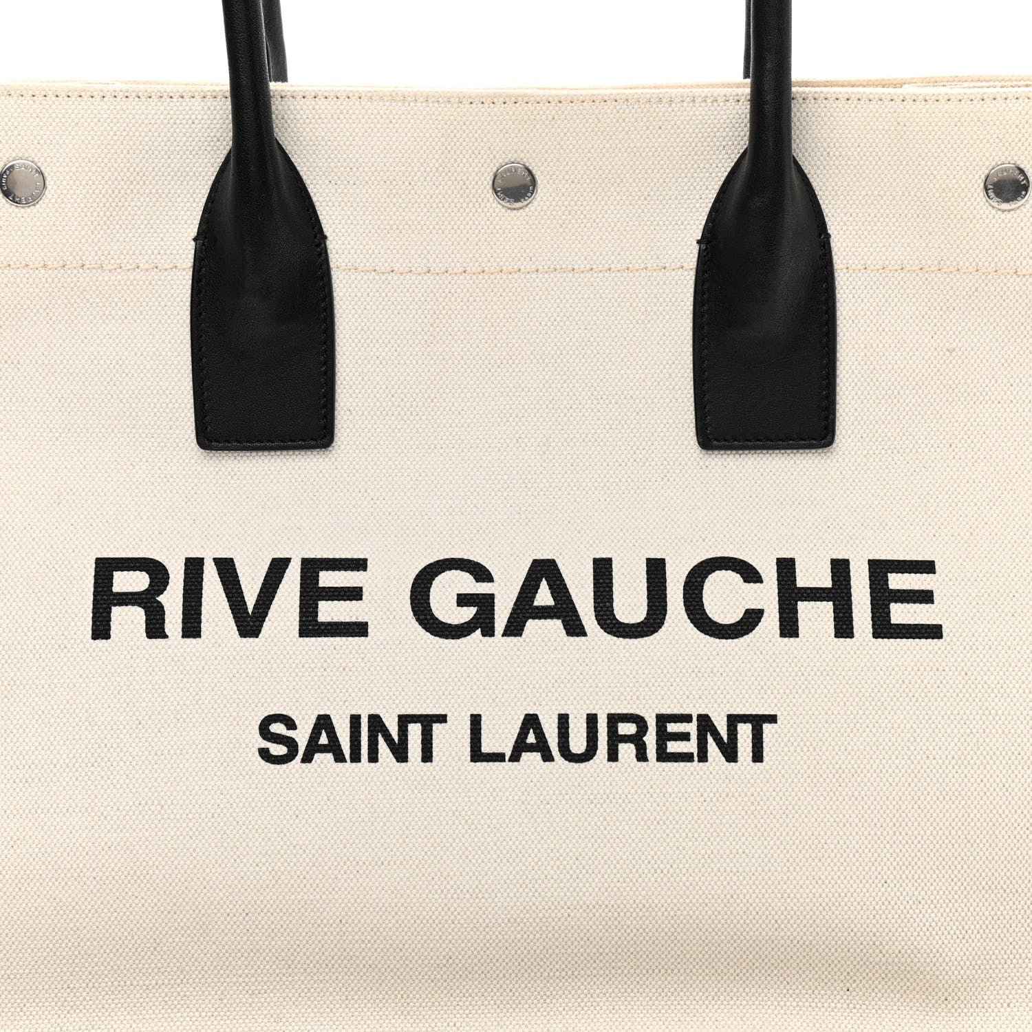 Saint Laurent Linen Calfskin Small Rive Gauche Tote Greggio Natural 8 of 10