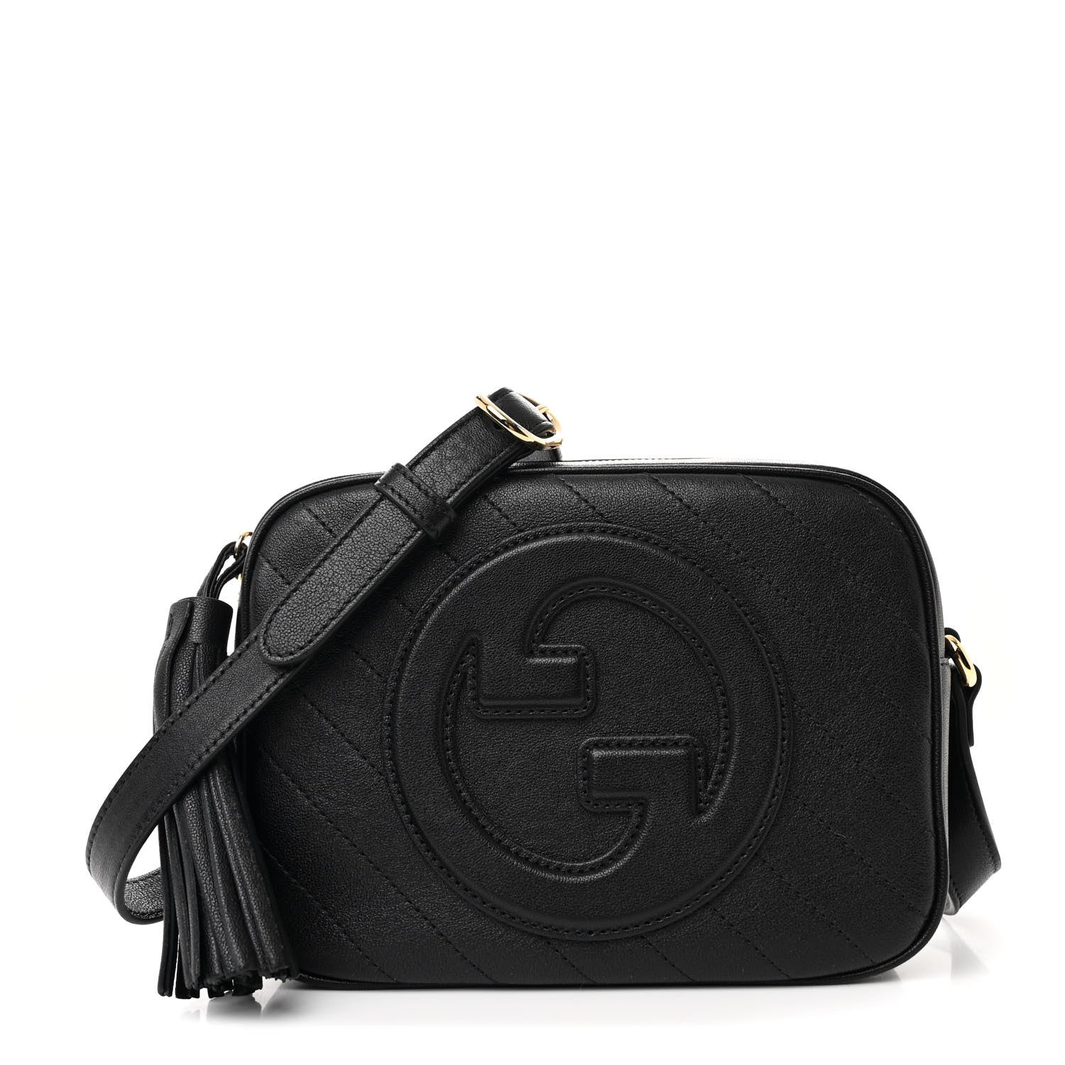 Gucci Sakai Be Green Calfskin Diagonal Stitched Small Blondie Shoulder Bag Black 1 of 10